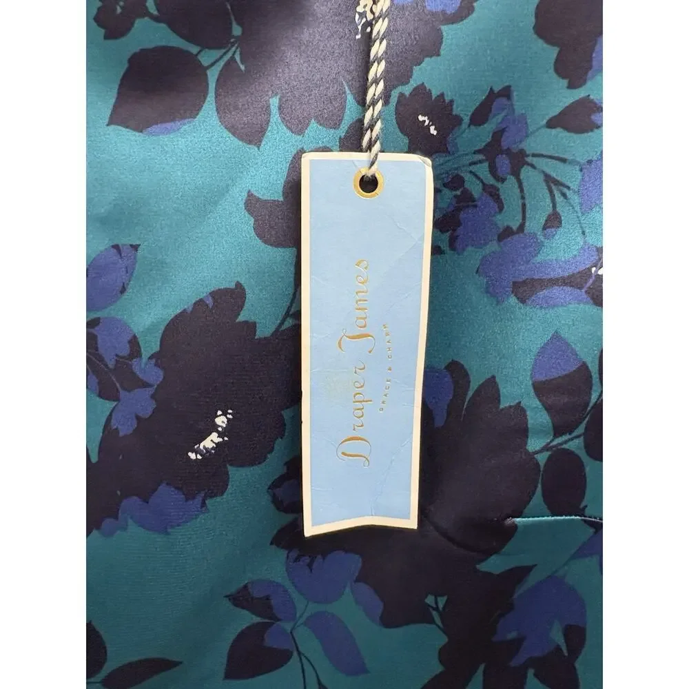 Draper James Womens Floral Structured Mini Dress Teal Blue Cutout Size 12 NWT - Picture 5 of 7